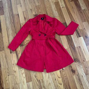 Red Pleated Raincoat